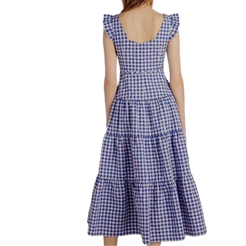 Kate Spade Blue and White Gingham Midi Dress - Picture 2 of 11